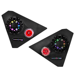 Polaris Slingshot Front Kick Empty Panel Pods With Digital LED Lights fits 2 x 6.5" Speakers and 2 x 3.8" Bullet Tweeters |
