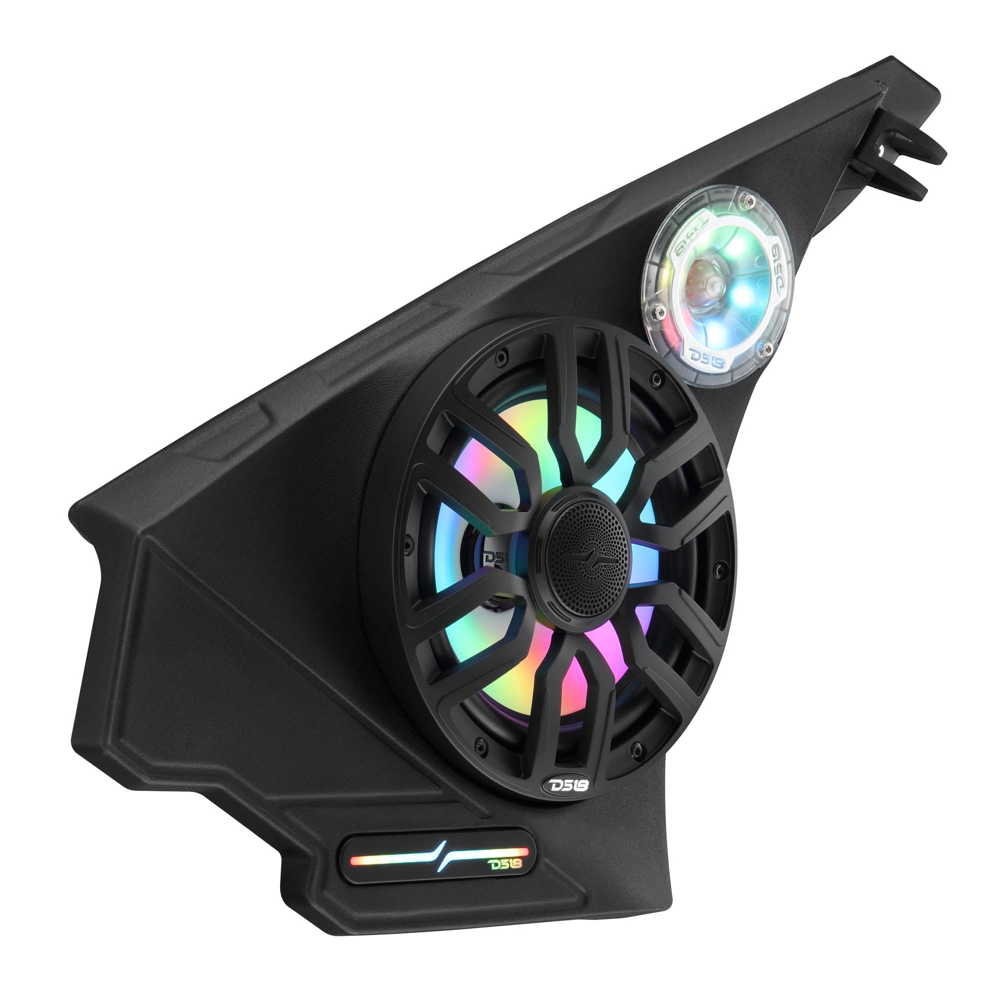 Polaris Slingshot Front Kick Panel Speaker Pods – Loaded with 8" NXL-IQ8/BK Speakers, PRO-TW1LD Tweeters & Digital LED Lights