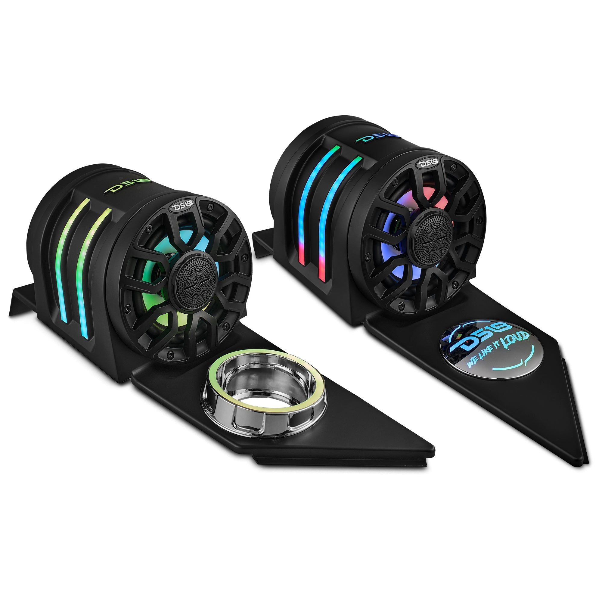 Polaris Slingshot Headrest Speaker Pods Loaded | 2 x NXL-IQ6/BK Speakers and Digital LED Lights | 2015 - Current - DS18