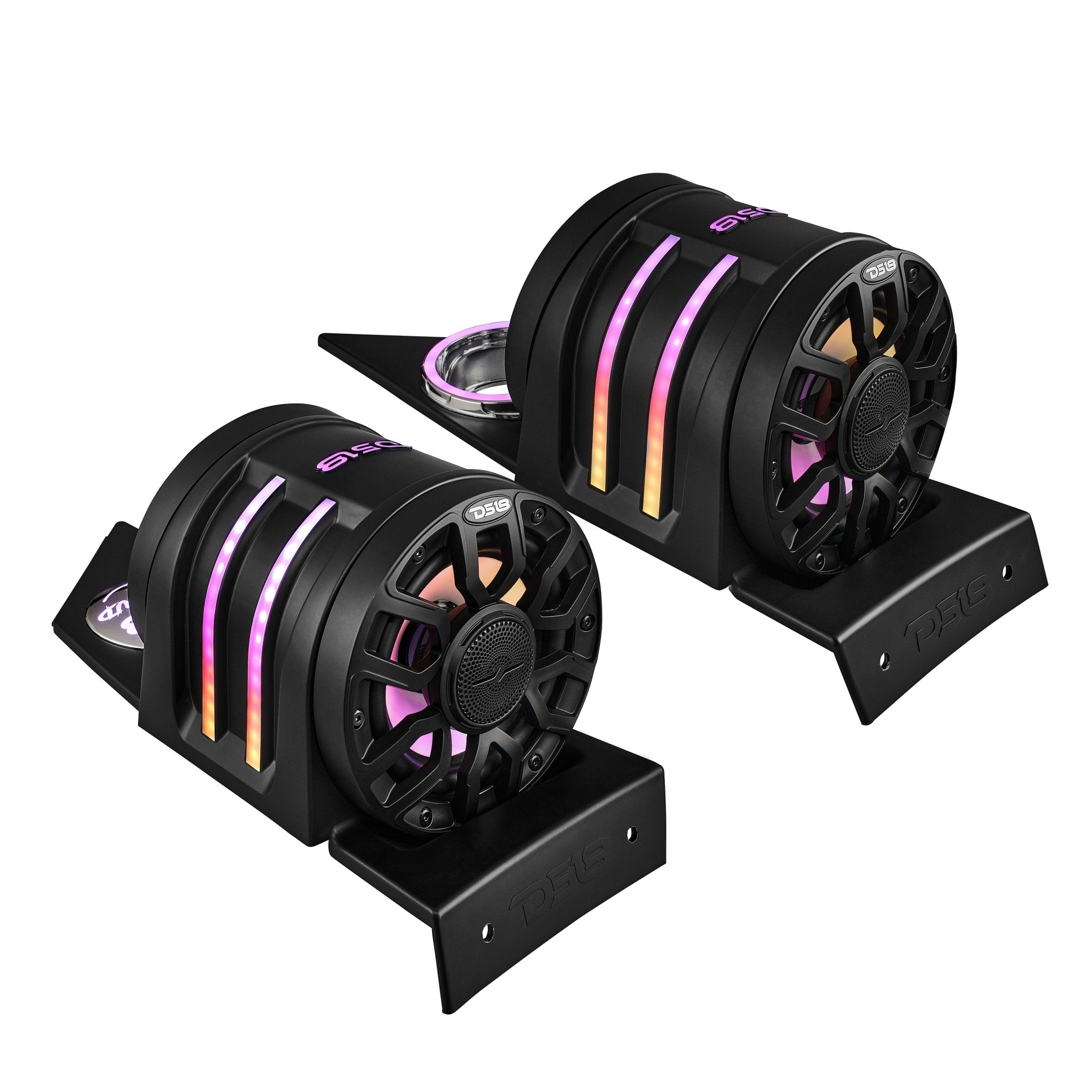 Polaris Slingshot Headrest Speaker Pods Loaded | 2 x NXL-IQ6/BK Speakers and Digital LED Lights | 2015 - Current - DS18
