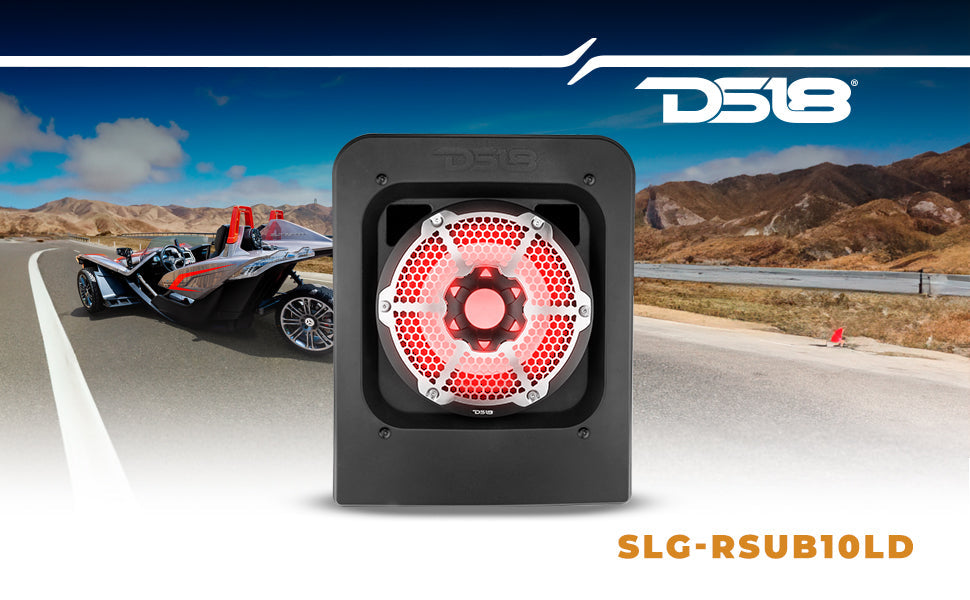 Polaris Slingshot Rear Subwoofer Enclosure Loaded | NXL-10SUB/BK and RGB LED Lights | Fits Either Passenger or Driver Side |
