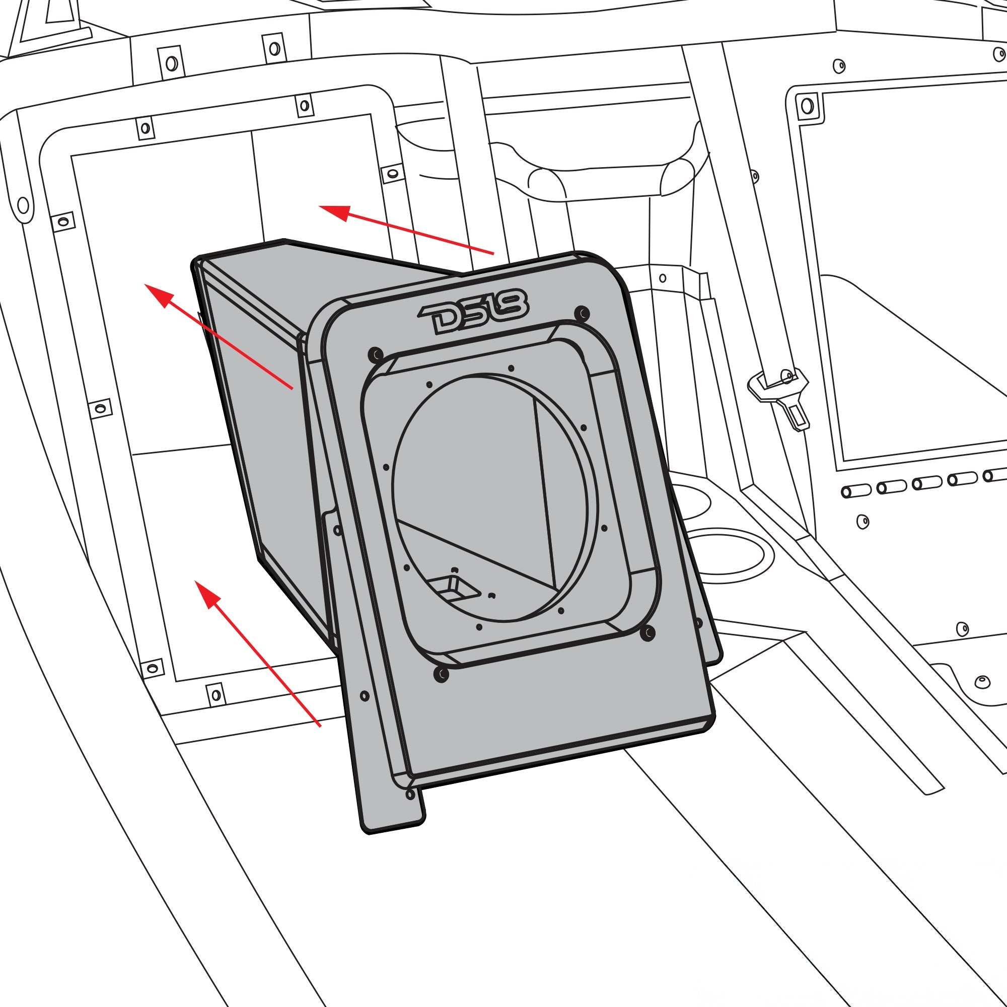 Polaris Slingshot Rear Sealed 10" Subwoofer Enclosure | Fits Either Passenger or Driver Side | 2015 - Current - DS18