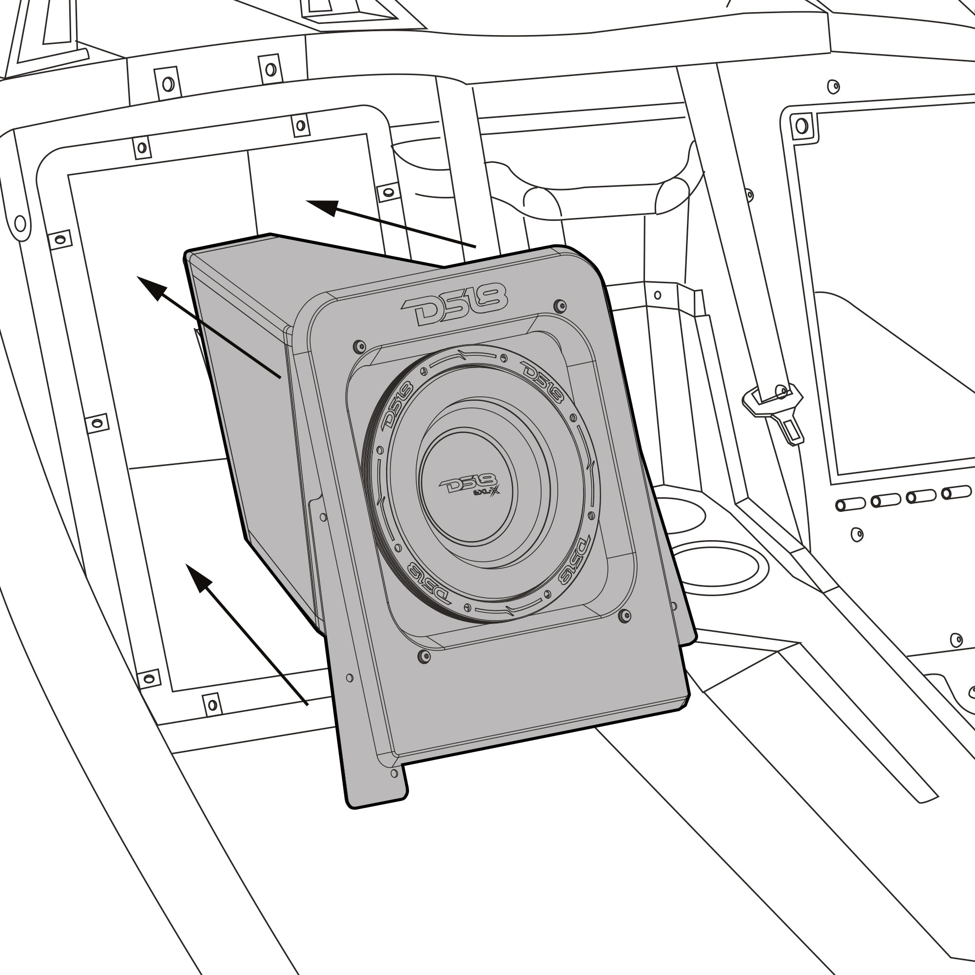 Polaris Slingshot Loaded Rear Sealed 10" Subwoofer Enclosure | Fits Either Passenger or Driver Side | 2015 - Current - DS18