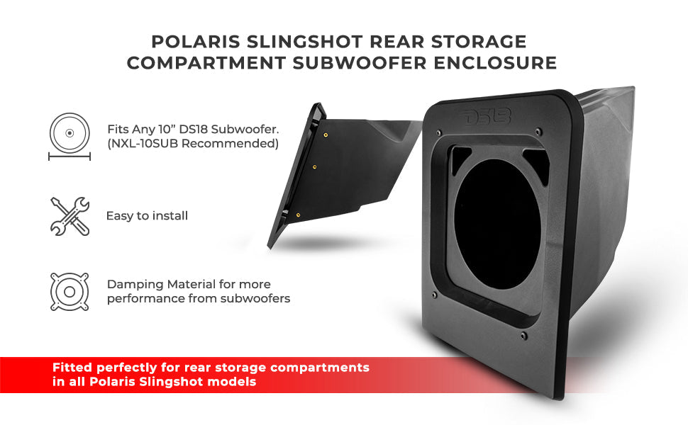 Polaris Slingshot Rear 10" Subwoofer Empty Enclosure - Fits Either Passenger or Driver Side | 2015 - Current - DS18