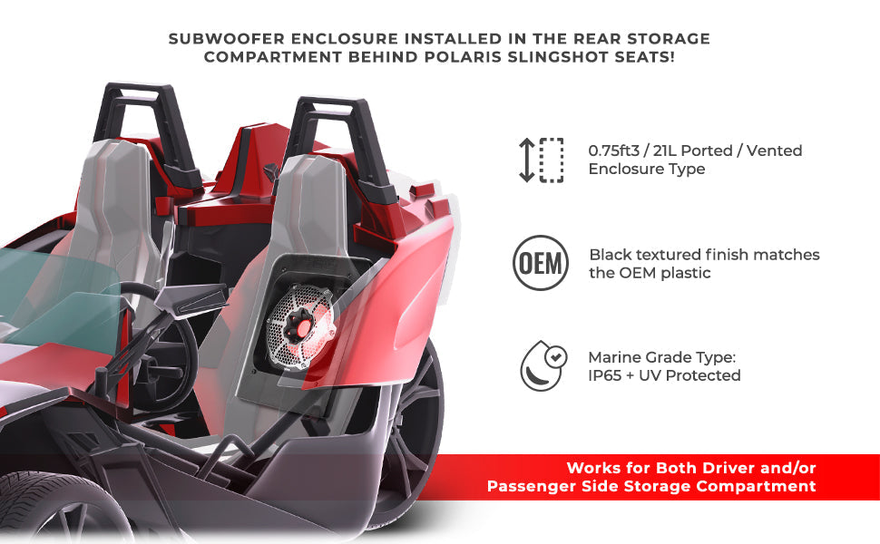 Polaris Slingshot Rear 10" Subwoofer Empty Enclosure - Fits Either Passenger or Driver Side | 2015 - Current - DS18