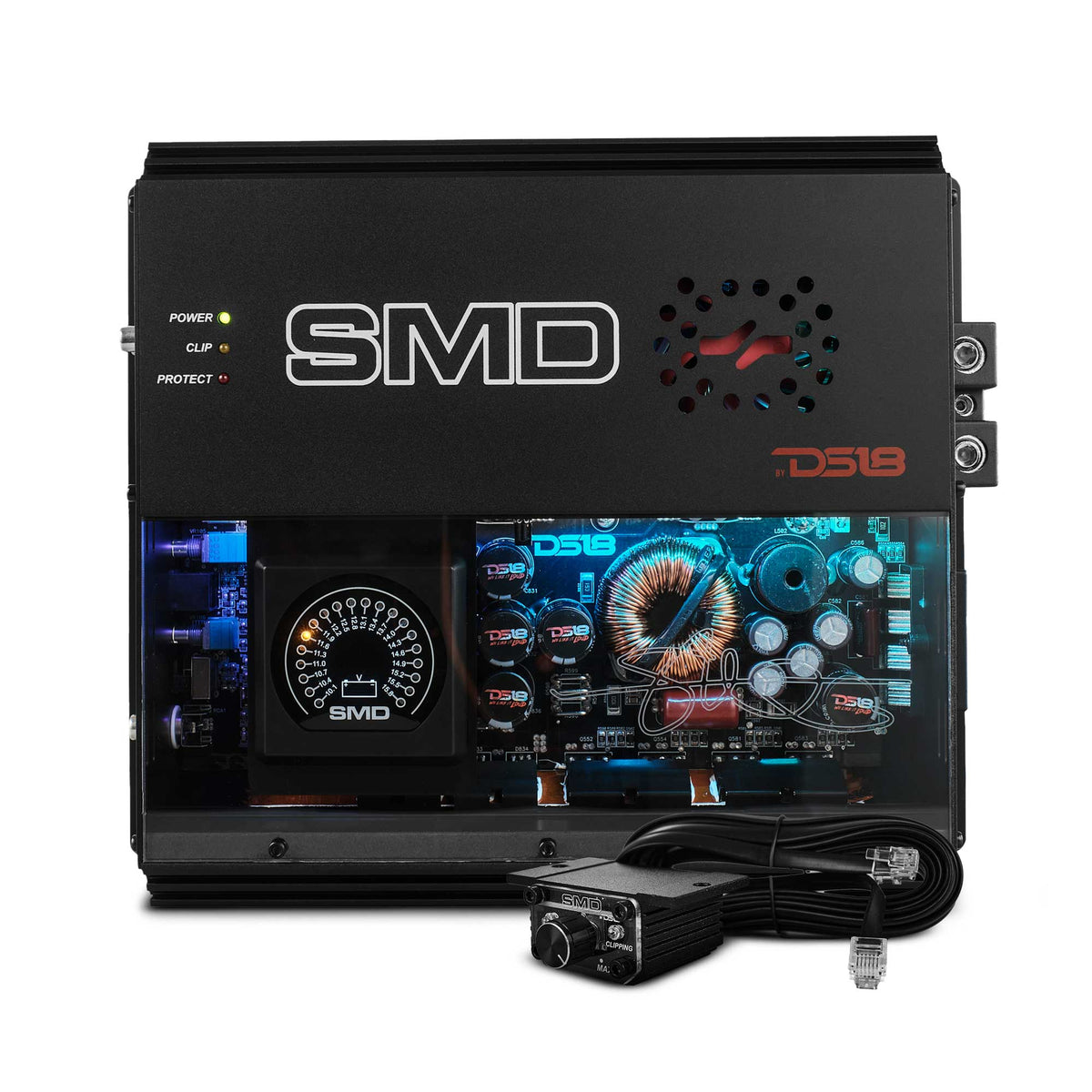 SMD Monoblock Amplifier with VM-1 Voltmeter and Digital LED Lights 2000W RMS at 1-ohm - Steve Meade Designs - DS18