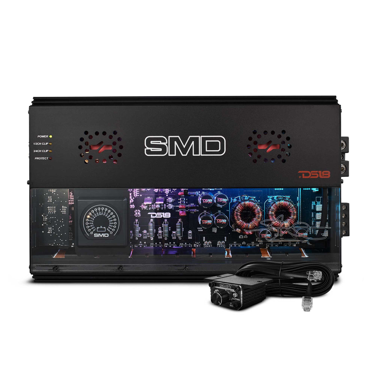 SMD 4-Channel Class AB Amplifier with VM-1 Voltmeter and Digital LED Lights 4 x 500W at 2-Ohm - Steve Meade Designs - DS18