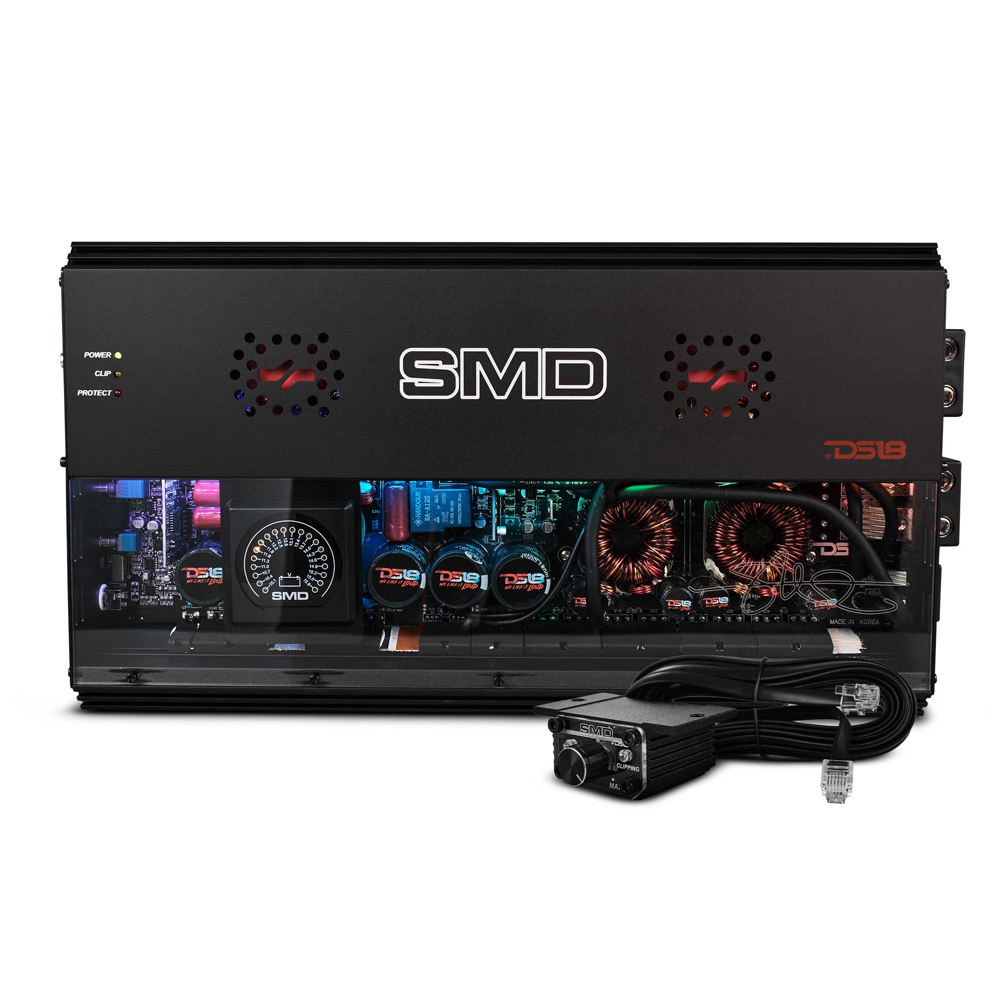 SMD Monoblock Amplifier with VM-1 Voltmeter and Digital LED Lights 5000W RMS at 1-ohm - Steve Meade Designs - DS18