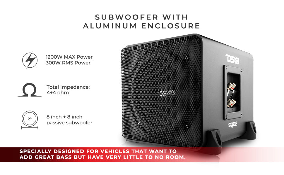 Dual 8" Loaded High End Aluminum Subwoofer Enclosure 300 Watts Rms - DS18