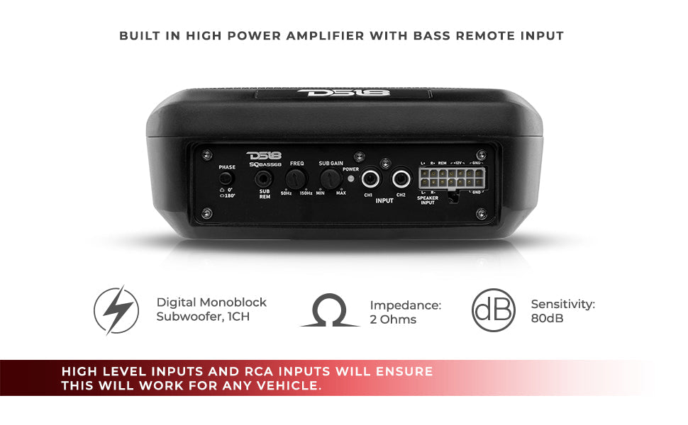 6X8" Amplified UnderSeat Subwoofer 150 Watts Rms - DS18