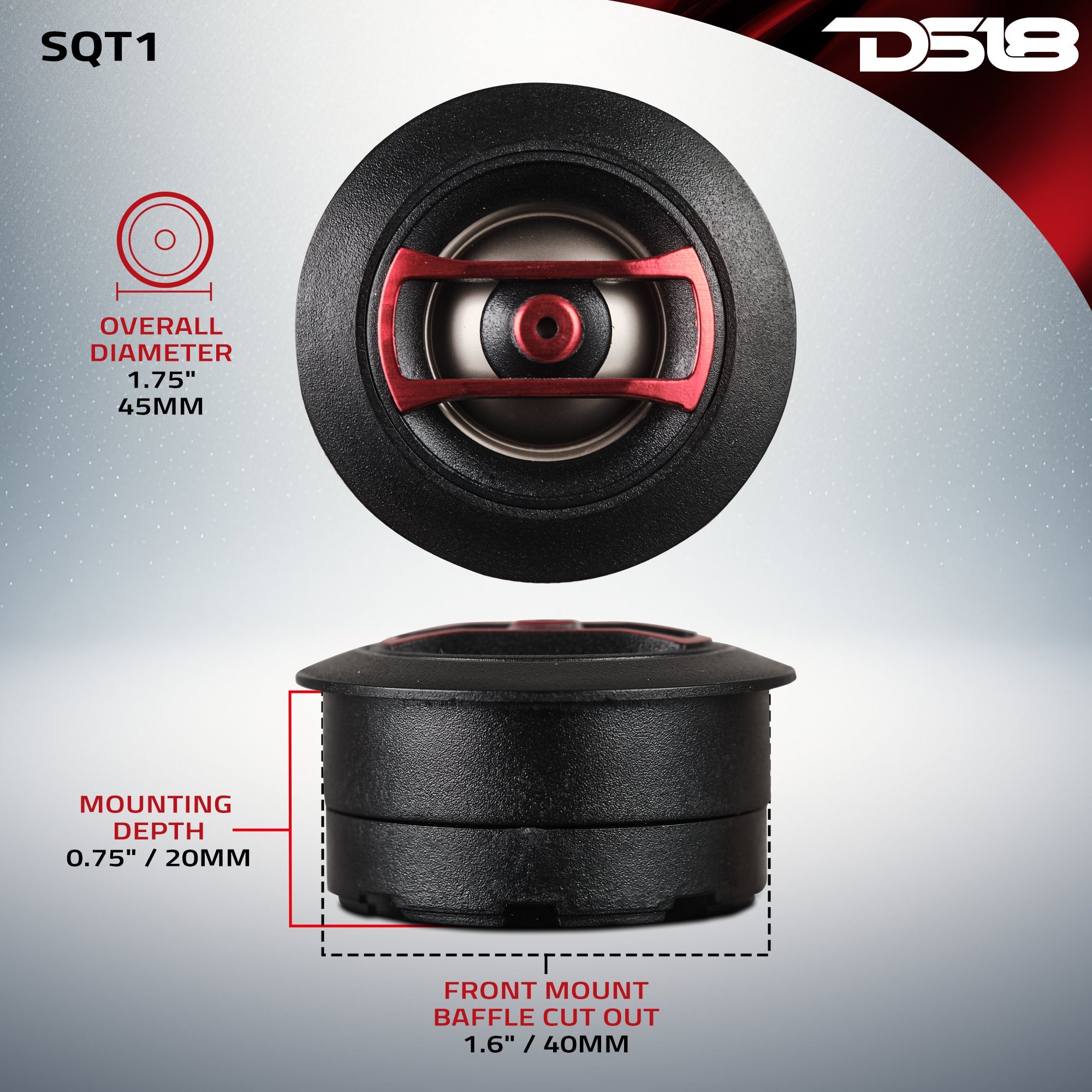 1.3" Multi-Mount PEI Mini Dome Tweeter with 0.8" Voice Coil - DS18