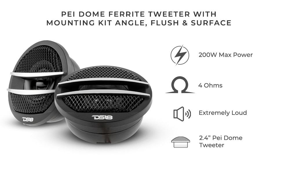 TX1 2" PEI Dome Ferrite Tweeter 0.5" VC 200 Watts - DS18