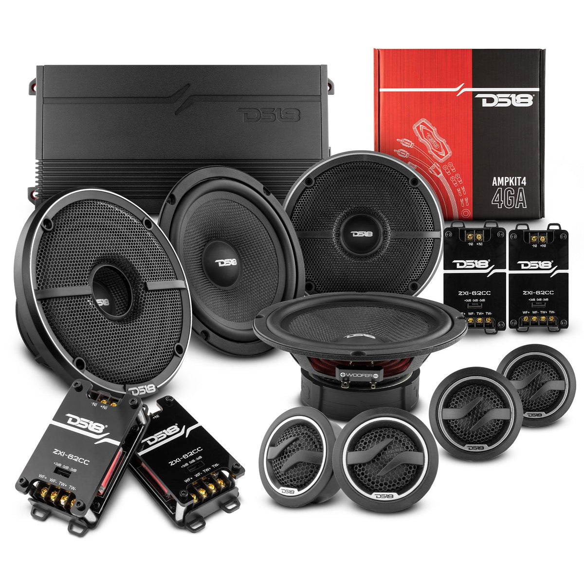 DS18 2006-2020 Honda Civic Front and Back Doors Sedan Speakers Better Upgrade/Replacement Package 1600 Watts - DS18