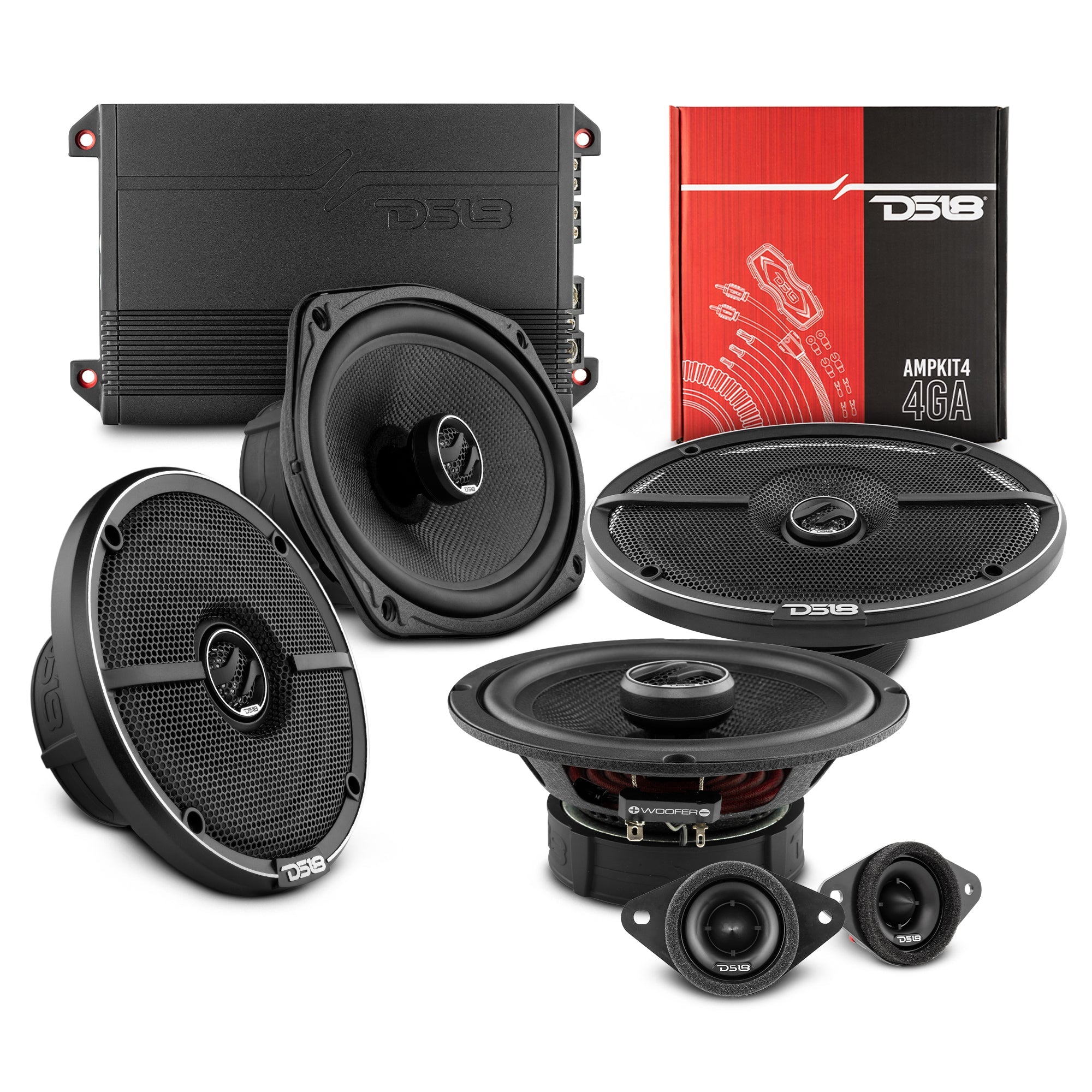 DS18 2005-2021 Toyota Tacoma Double and Access Cab Front and Back Doors Speakers Better Upgrade/Replacement Package 1600