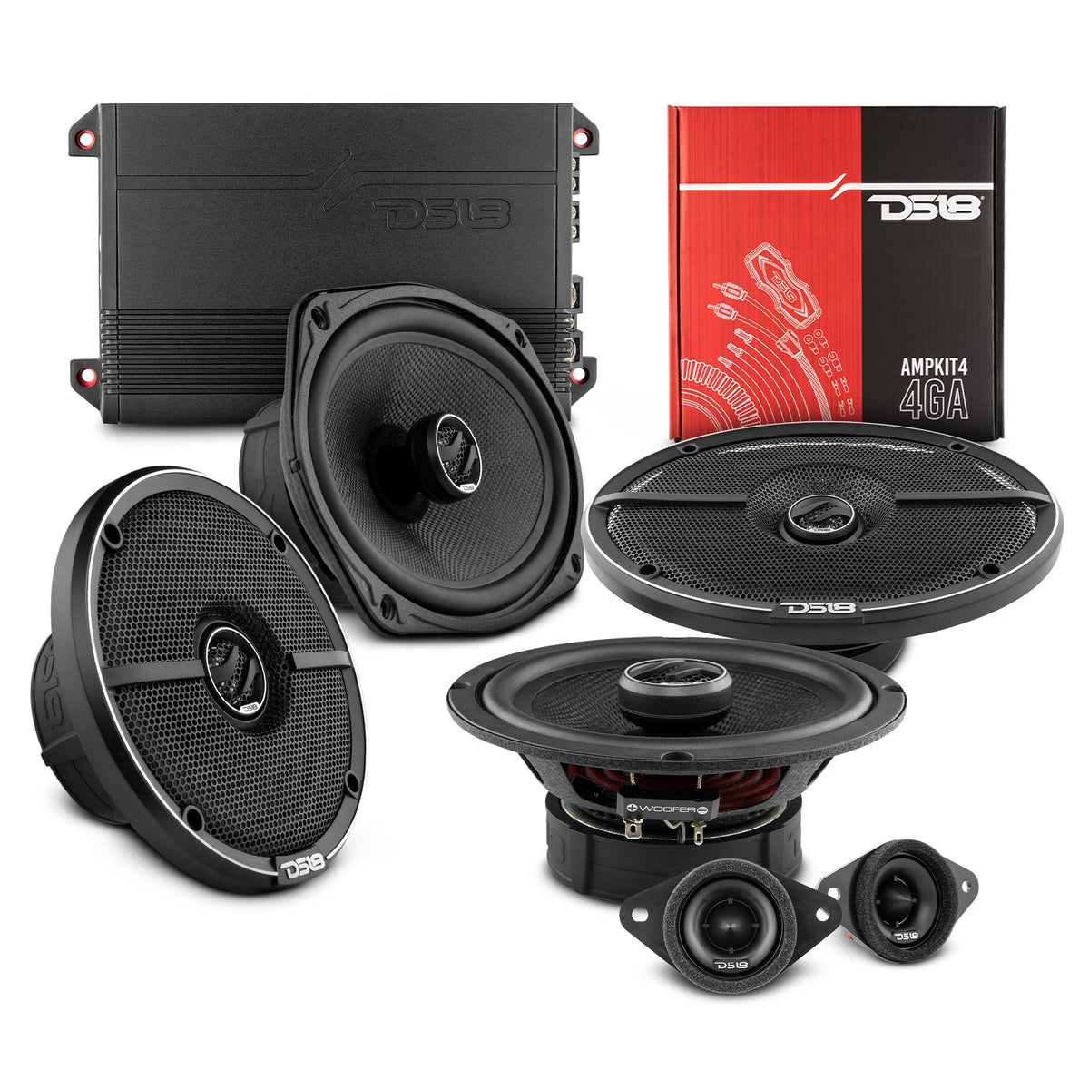 DS18 2005-2021 Toyota Tacoma Double and Access Cab Front and Back Doors Speakers Better Upgrade/Replacement Package 1600