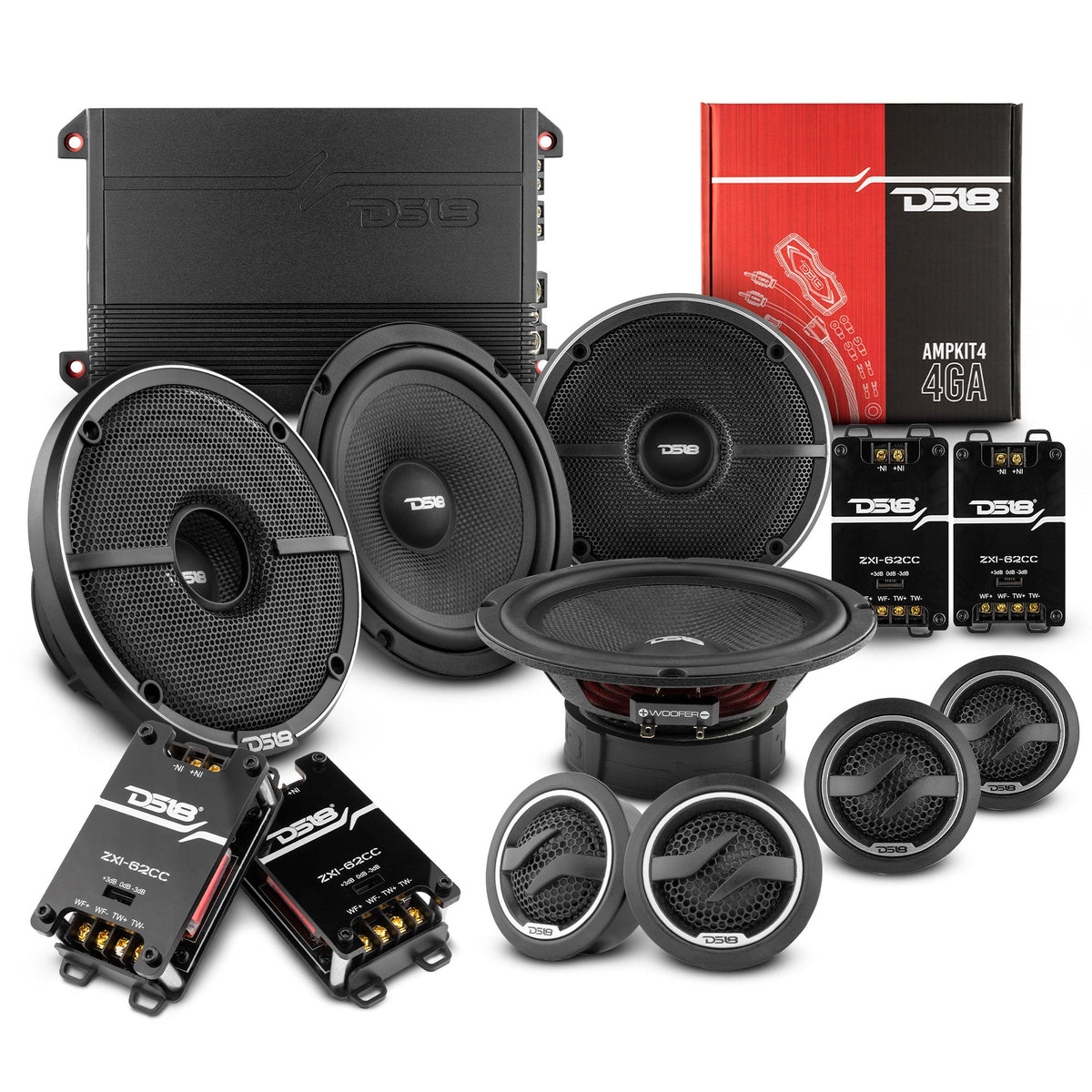 DS18 2009-2014 Acura TL Front and Back Doors Speakers Better Upgrade/Replacement Package 1600 Watts - DS18