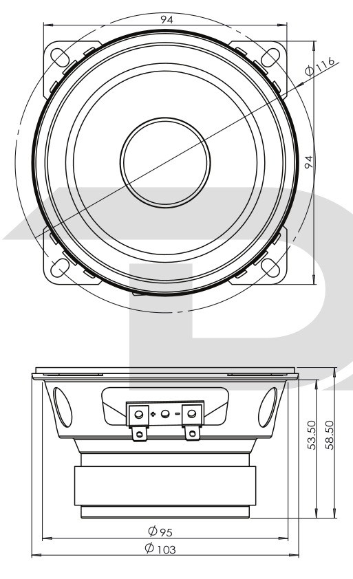 PRO-X 4" Mid-Range Loudspeaker 100 Watts Rms 8-Ohm - DS18