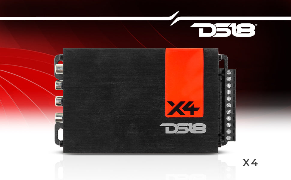 X 4-Channel Ultra Compact Class D Amplifier 4 x 70 Watts Rms @ 4-ohm - DS18