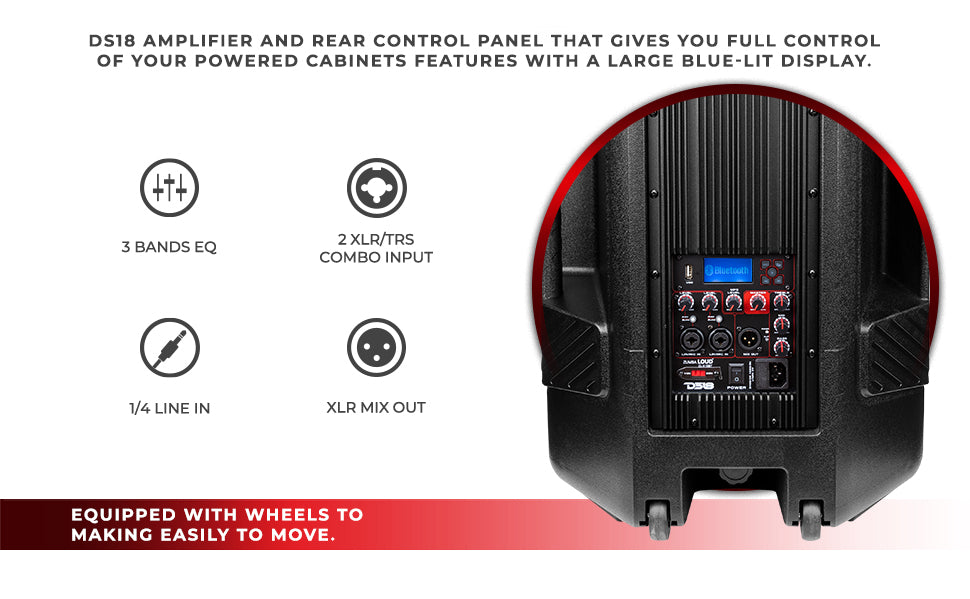 ZUMBA LOUD 15" High-Powered Amplified Professional Speaker System With Bluetooth and TWS 1000 Watts - DS18
