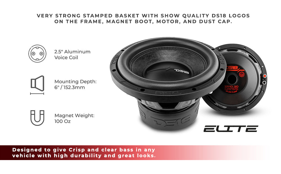 ZR 10" Subwoofer 700 Watts Rms DVC 2-Ohm - DS18
