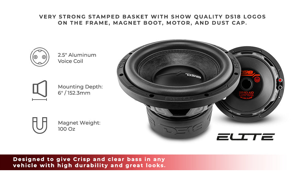 ZR 10" Subwoofer 700 Watts Rms DVC 4-Ohm - DS18