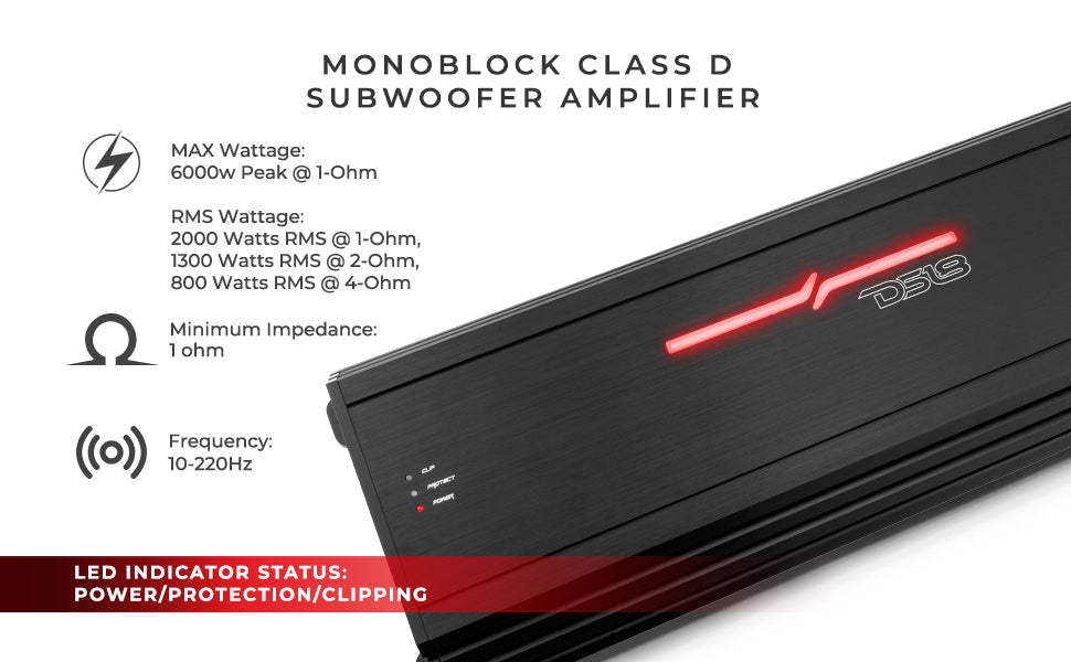 ZR 1-Channel Class D Amplifier 2000 Watts Rms @ 1-Ohm - DS18