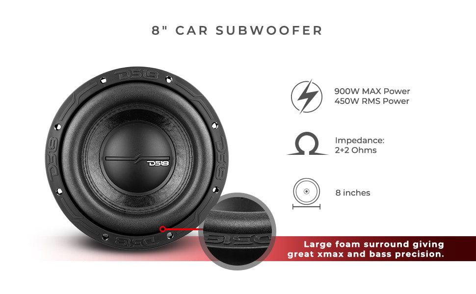 ZR 8" Subwoofer 450 Watts Rms DVC 2-Ohm - DS18