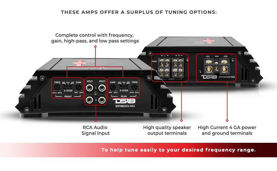 ZR 4-Channel Class D Amplifier 4 x 200 Watts Rms @ 4-ohm - DS18