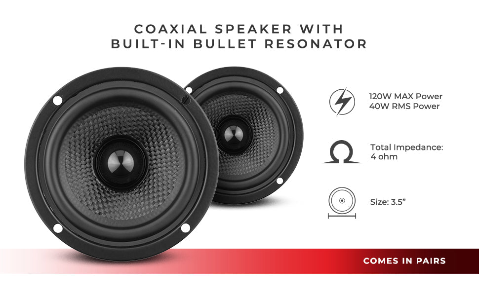 ZXI 3.5" Full-Range Speakers with Kevlar Cone | 40 Watts RMS 4-Ohm - DS18