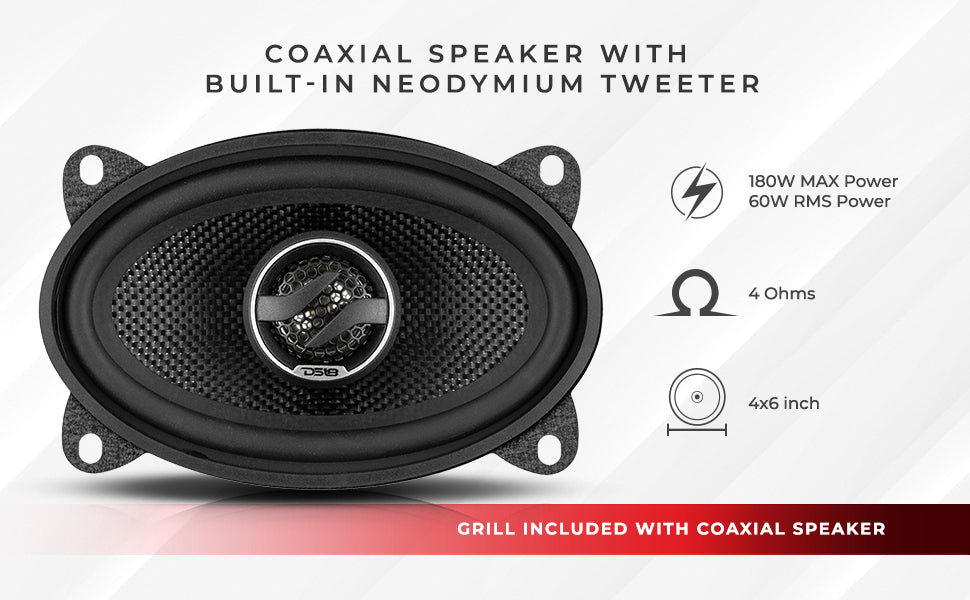 ZXI 4x6" 2-Way Coaxial Speakers with Kevlar Cone | 60 Watts RMS 4-Ohm - DS18