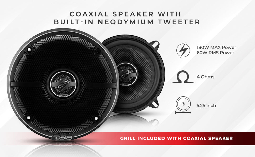 ZXI 5.25" 2-Way Coaxial Speakers with Kevlar Cone | 60 Watts RMS 4-Ohm - DS18