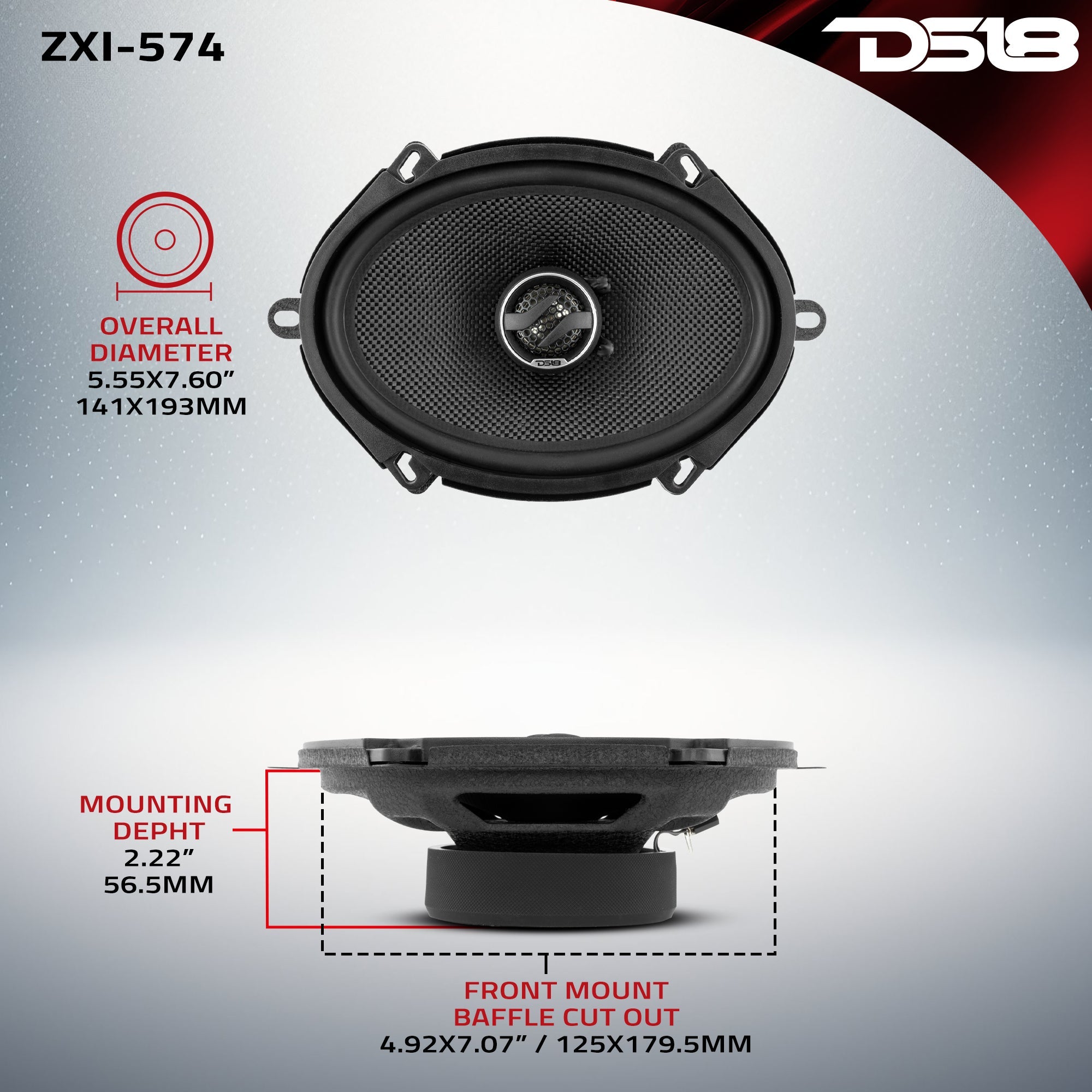 ZXI 5x7" 2-Way Coaxial Speakers with Kevlar Cone | 70 Watts Rms 4-Ohm - DS18