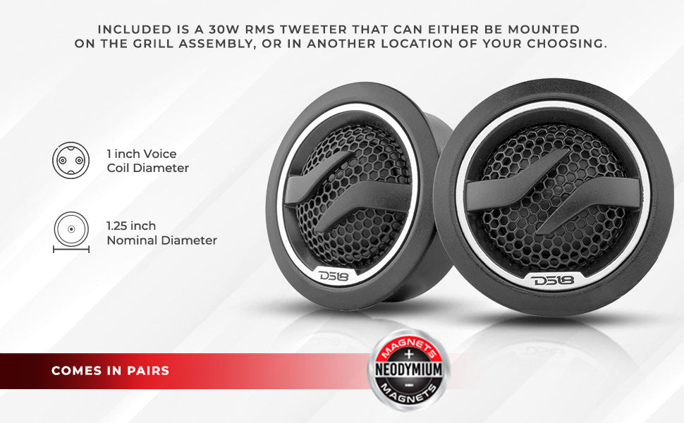 ZXI 6.5" 2- Way Component Speaker System with Kevlar Cone | 120 Watts Rms 4-Ohm - DS18