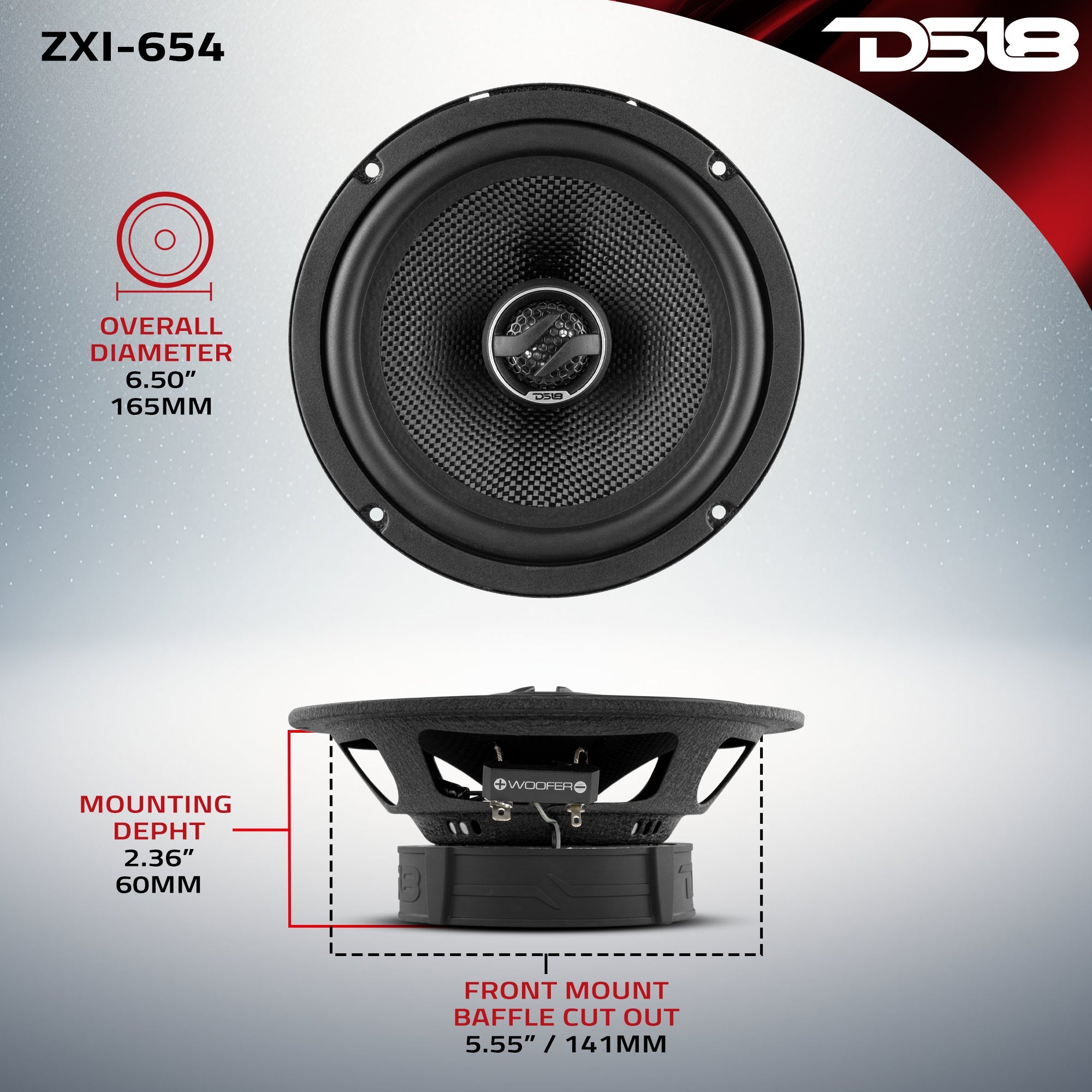 ZXI 6.5" 2-Way Coaxial Speakers with Kevlar Cone | 80W RMS 4-Ohm - DS18