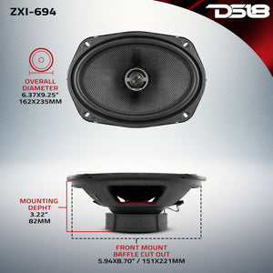ZXi 6x9" 2-Way Coaxial Speakers with Kevlar Cone | 120W RMS 4-Ohm - DS18