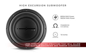 ZXI 10" High Excursion Subwoofer Quad Stacked Magnets | 800W RMS DVC 4-Ohm - DS18