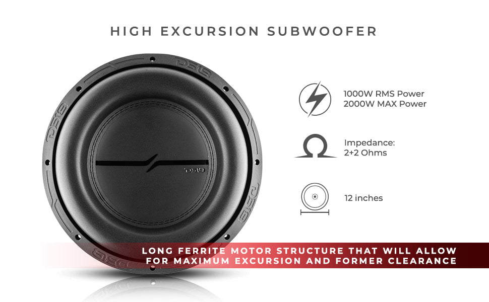 ZXI 12" High Excursion Subwoofer Quad Stacked Magnets | 1000W RMS DVC 2-Ohm - DS18