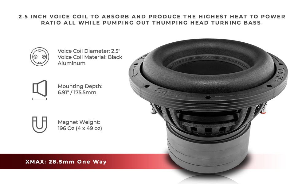 ZXI 10" High Excursion Subwoofer Quad Stacked Magnets | 800W RMS DVC 2-Ohm - DS18