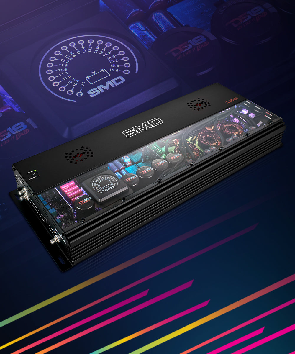SMD Monoblock Amplifier with VM-1 Voltmeter and Digital LED Lights 8500W RMS at 1-ohm - Steve Meade Designs - DS18
