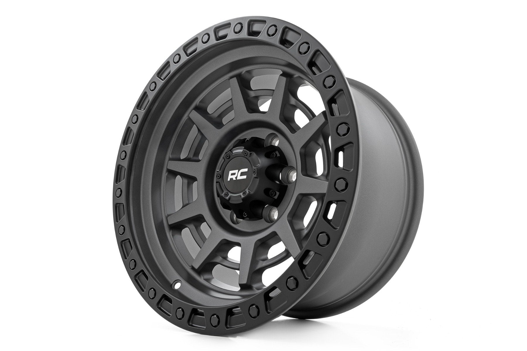 Rough Country 85 Series Wheel | Simulated Beadlock | Gunmetal Gray/Black | 17x9 | 8x170 | -12
