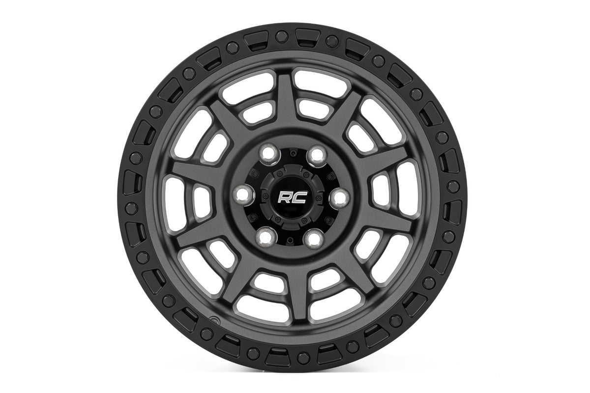 Rough Country 85 Series Wheel | Simulated Beadlock | Gunmetal Gray/Black | 17x9 | 5x4.5 | -12mm