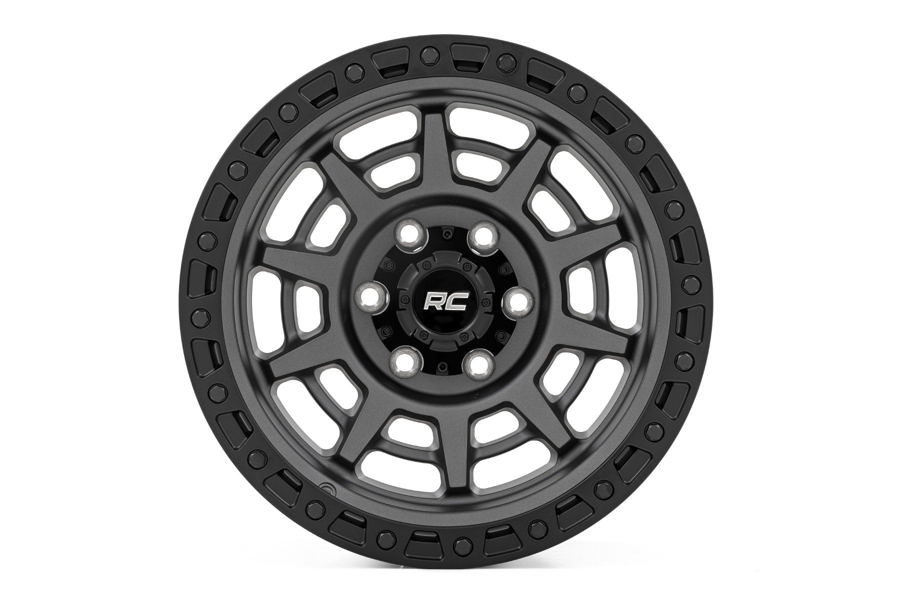 Rough Country 85 Series Wheel | Simulated Beadlock | Gunmetal Gray/Black | 17x9 | 8x170 | -12