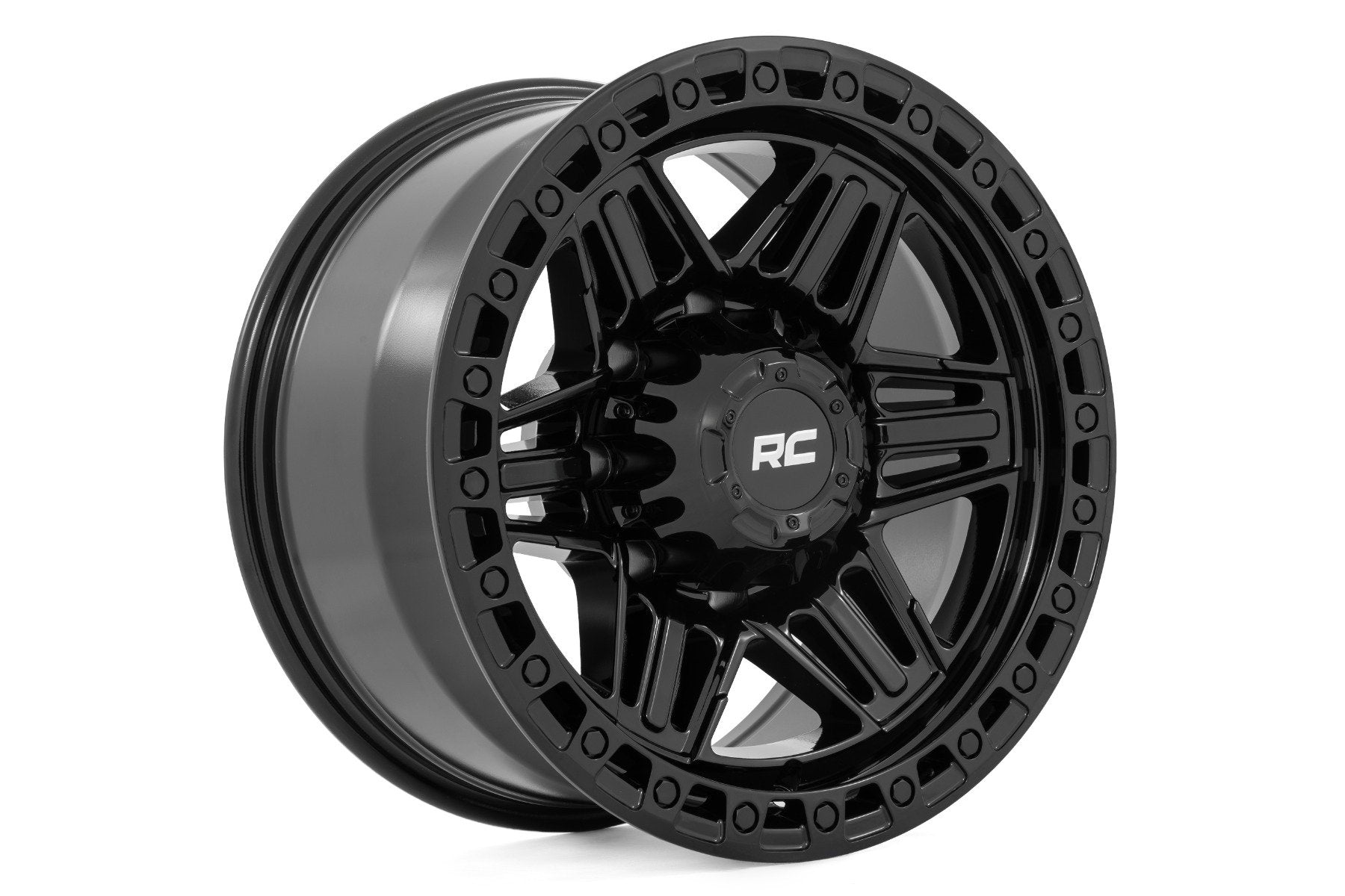Rough Country 76 Series Wheel | Simulated Beadlock | Gloss Black | 17x9 | 5x5.5 | +0mm