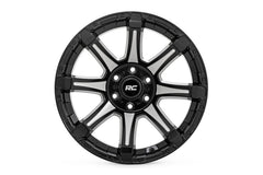 Rough Country 81 Series Wheel | One-Piece | Semi Gloss Black w/machined spokes | 20x10 | 6x5.5 | -19