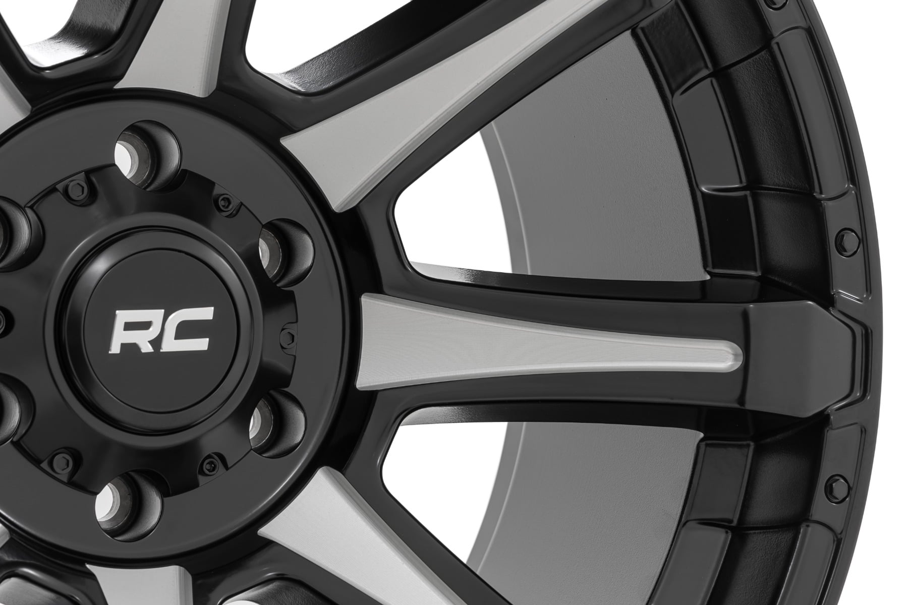 Rough Country 81 Series Wheel | One-Piece | Semi Gloss Black w/machined spokes | 20x10 | 6x5.5 | -19