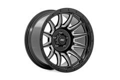 Rough Country 90 Series Wheel | One-Piece | Gloss Black w/machined spokes | 20x9 | 6x5.5 | -12mm