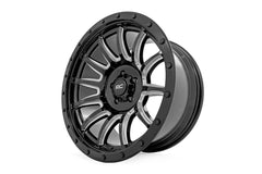 Rough Country 90 Series Wheel | One-Piece | Gloss Black w/machined spokes | 20x10 | 8x170 | -19mm