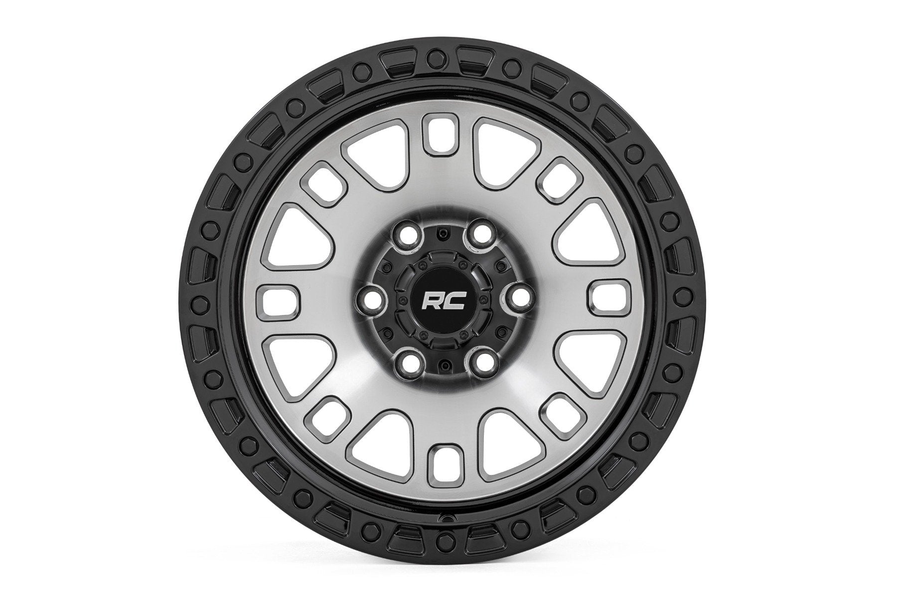 Rough Country 82 Series Wheel | One-Piece | Machined Semi Gloss Black | 17x9 | 6x5.5 | -12mm