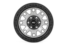 Rough Country 82 Series Wheel | One-Piece | Machined Semi Gloss Black | 18x9 | 6x5.5 | -12mm