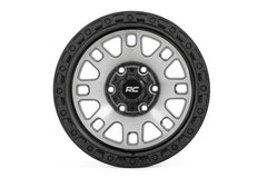 Rough Country 82 Series Wheel | One-Piece | Machined Semi Gloss Black | 15x8 | 5x4.5 | -19mm